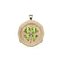 Gold lucky coin with 4 leaf clover of peridot stones 