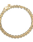 Gold chunky link long necklace shown double wrapped