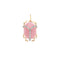 Pink jade carved scarab pendant with aquamarine accents and gold legs and bail