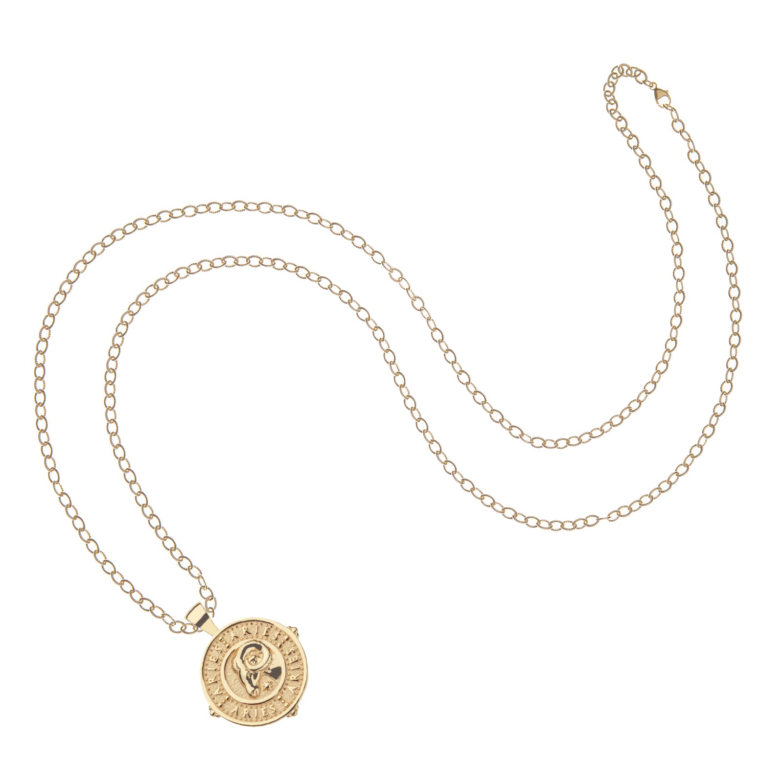 Zodiac Gold Pendant Coin Necklace with Astrology Symbol and Inspired ...