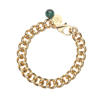Curb Chain Bracelet with Malachite Bead