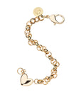 Gold chunky rolo bracelet with puffy heart detail