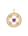 LOVE 14k Amethyst Quatrefoil Coin Pendant