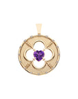 LOVE 14k Amethyst Quatrefoil Coin Pendant