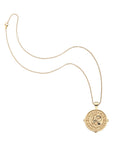 Gold small Aries coin pendant on classic rolo chain