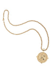 Gold original Aries coin pendant on grande rolo chain