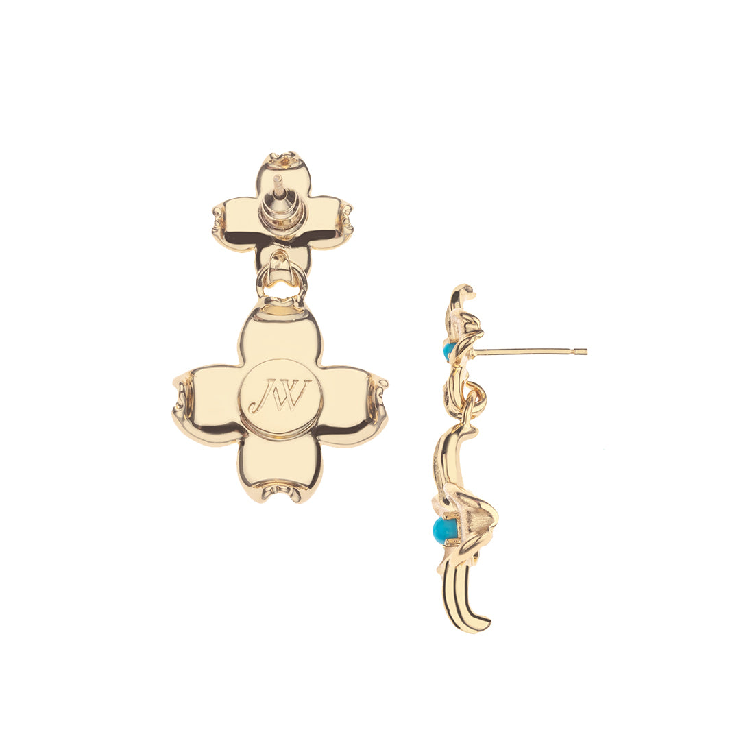 JOY Dogwood Flower Earrings with Turquoise Stones