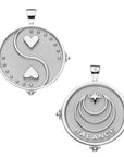 Silver Coin with Yin and yang of hearts (Front), Moon and Star Logo with word BALANCE beneath (back)