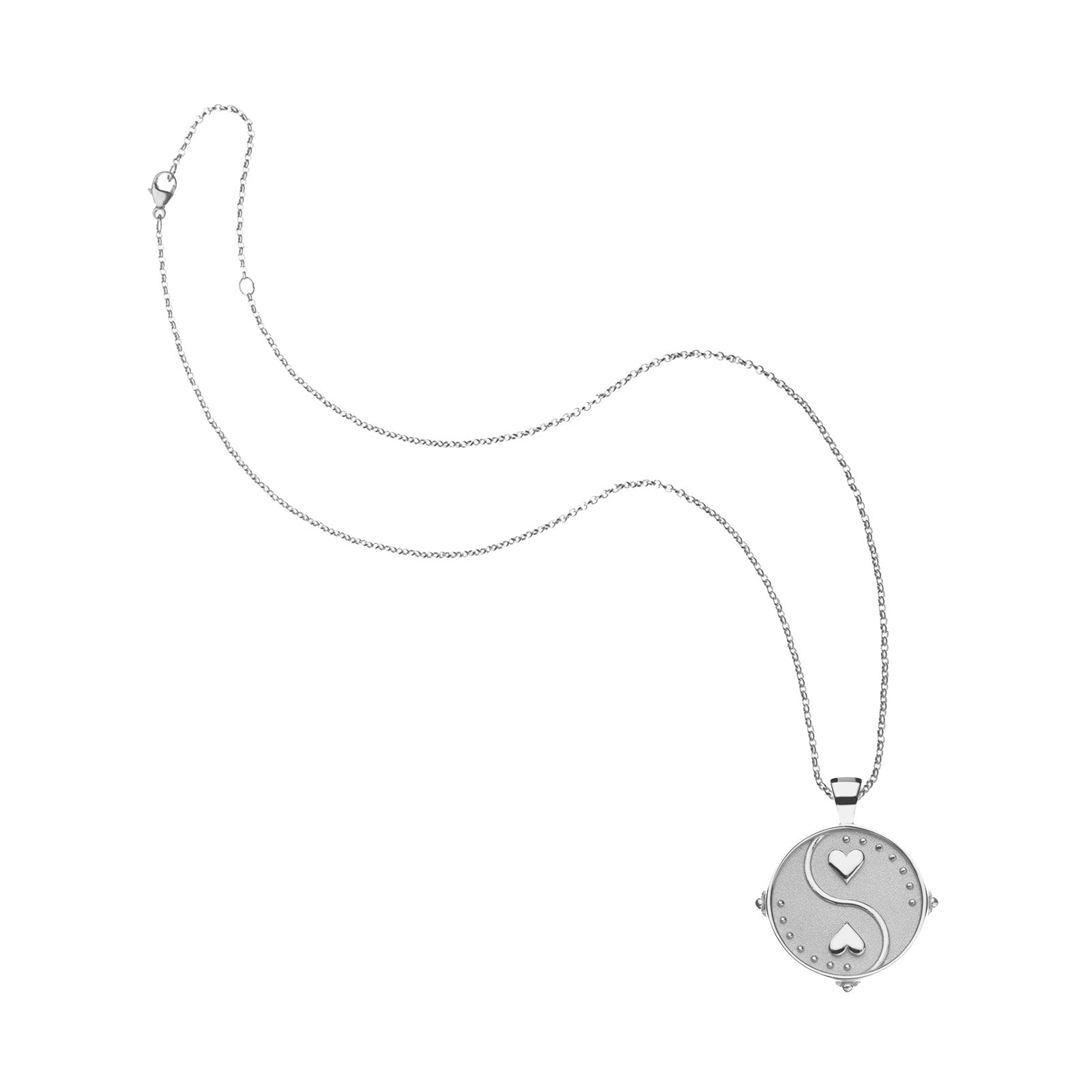 Silver Small Balance Coin on classic rolo chain