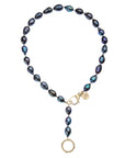 Lariat Pearl Necklace in Black Pearl