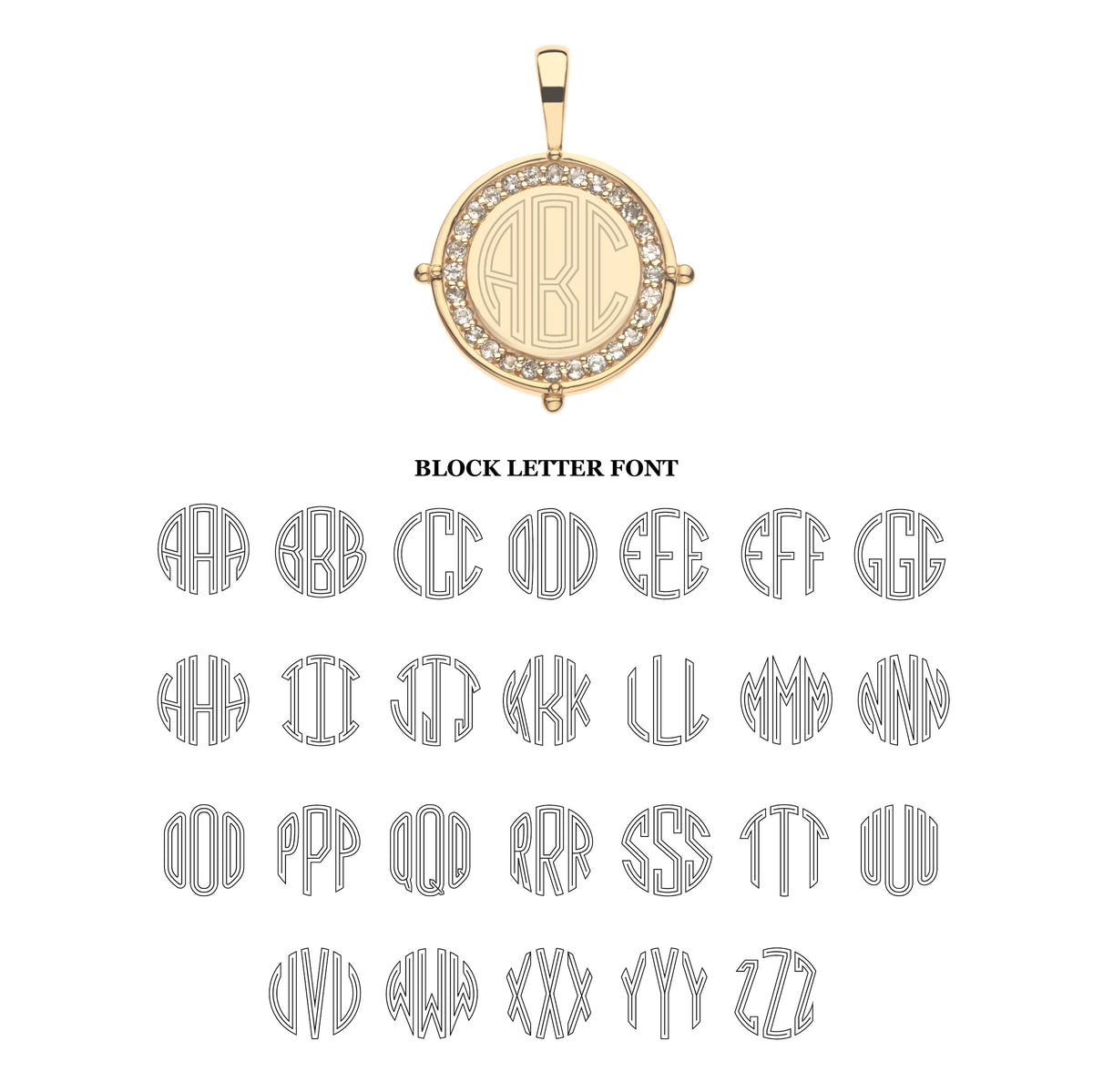Sample Coin With Inset Lettering Embellished Personalized Petite Coin Pendant – Jane Win Jewelry