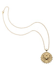 Gold small Cancer coin pendant on classic rolo chain