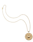 Gold original Cancer coin pendant on classic rolo chain