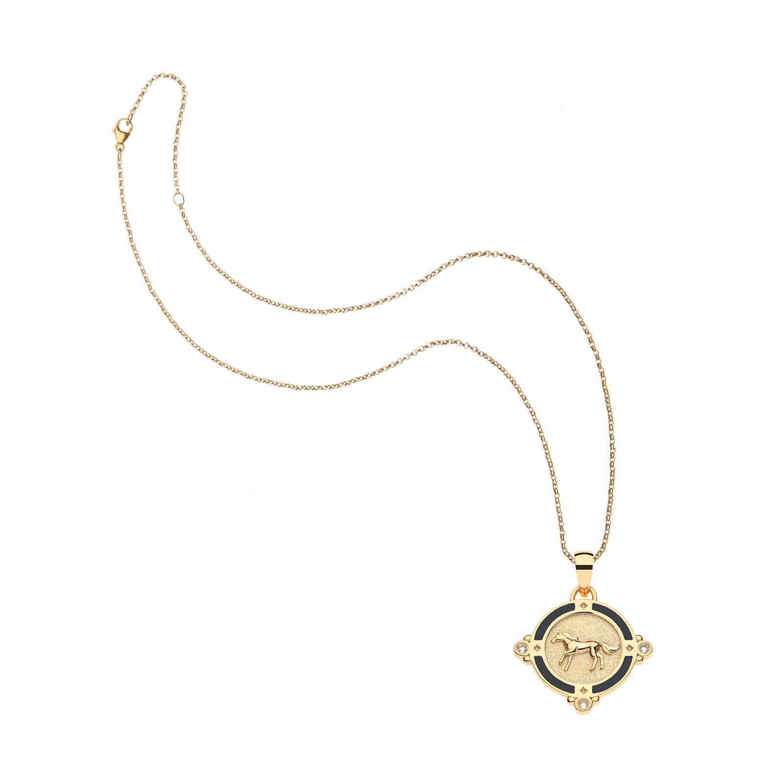 Courage horse petite embellished coin on the classic rolo chain