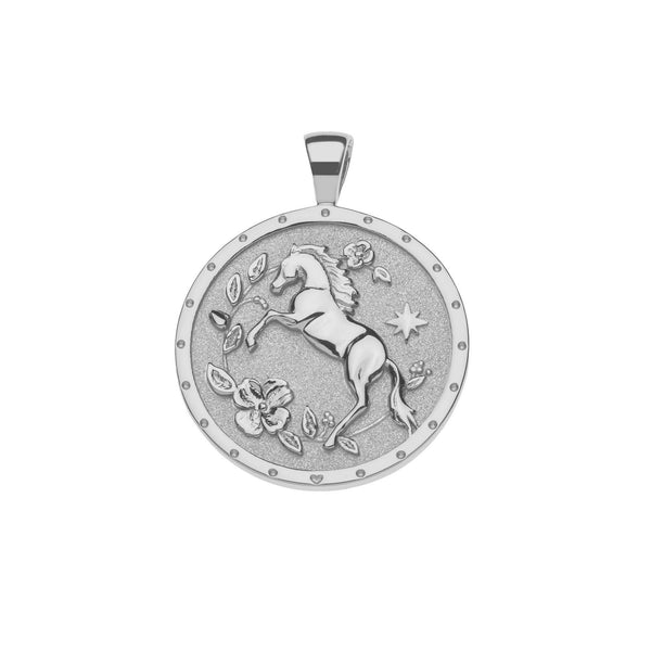 COURAGE Year of the Horse Pendant Coin in Silver – Jane Win Jewelry