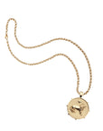 Gold Original Courage Coin Pendant on grande rolo chain