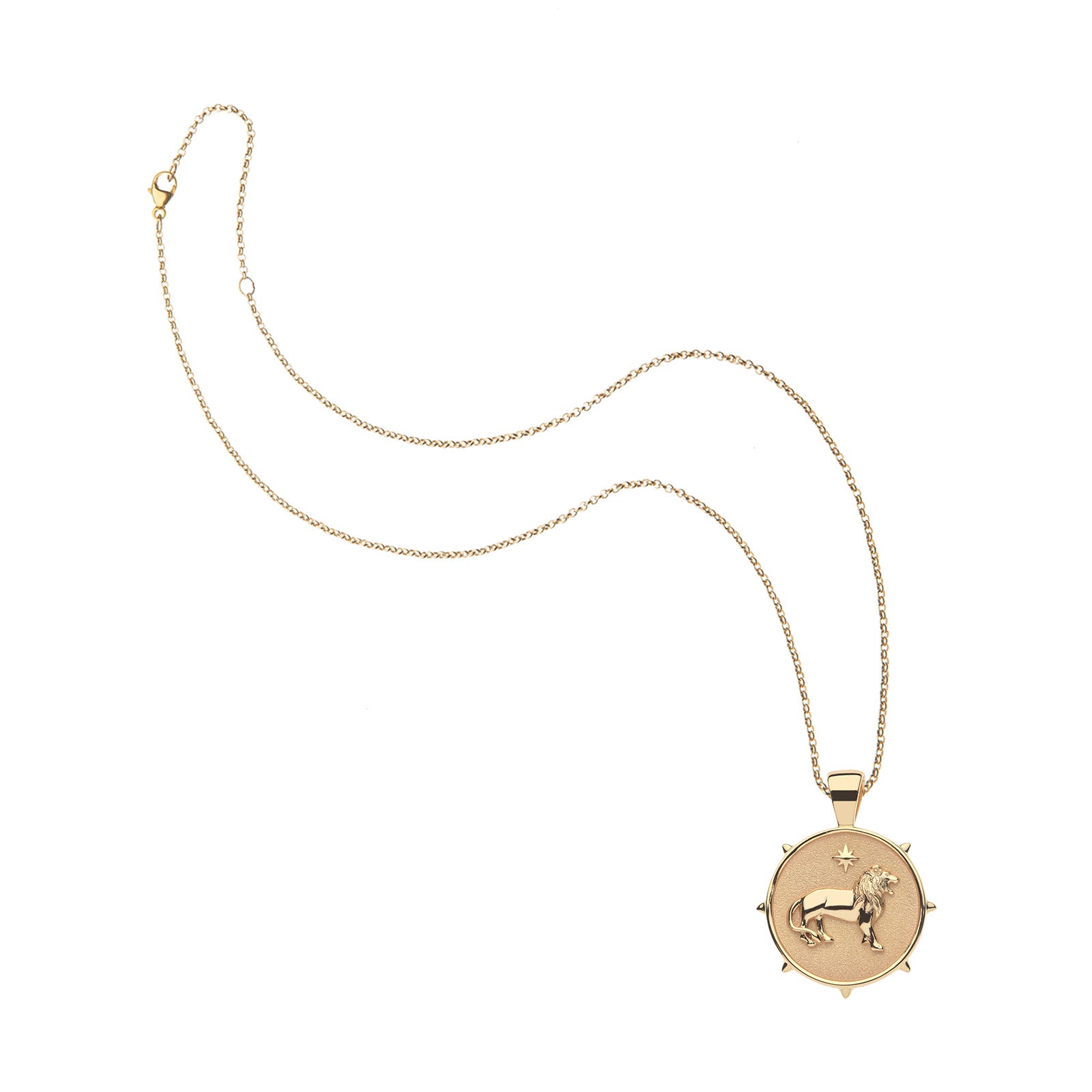 Gold Small Courage Coin Pendant on classic rolo chain