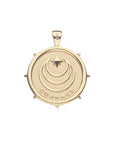 Gold Coin Pendant with Jane Win moon and star logo and word COURAGE underneath