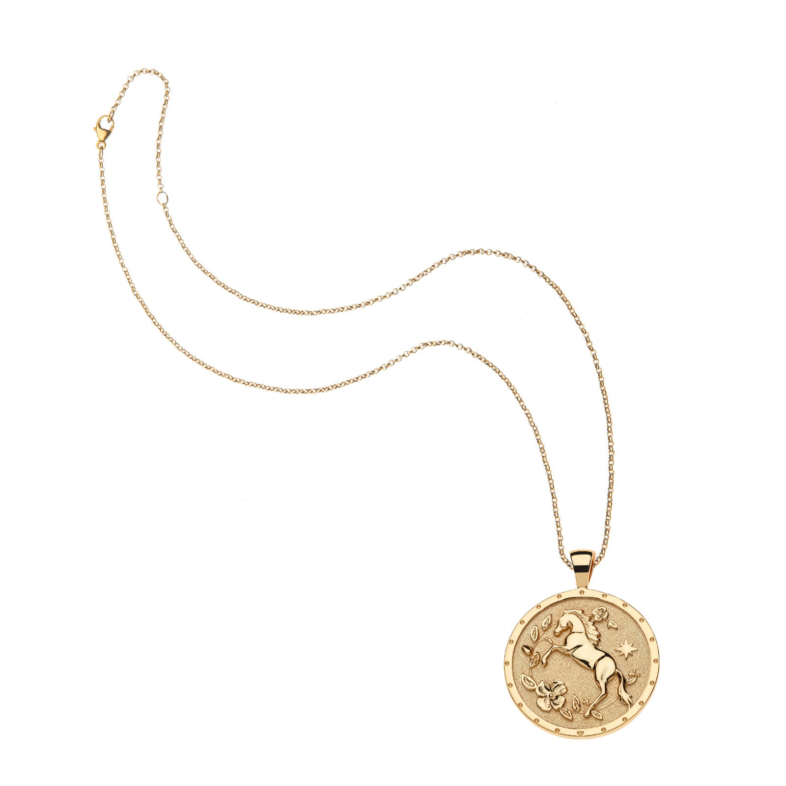 Courage year of the horse coin on the classic rolo chain