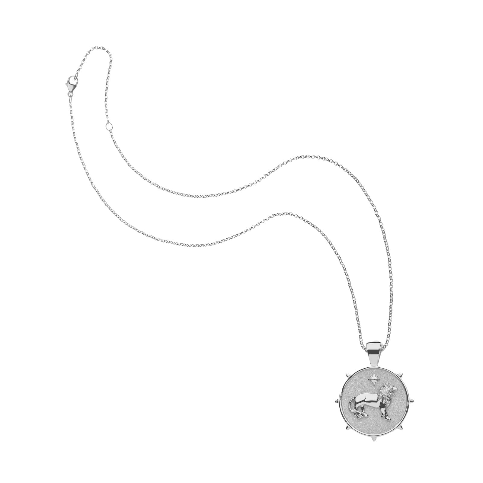 Silver Small Courage Coin Pendant on classic rolo chain