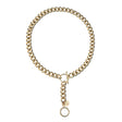 Gold curb chain lariat necklace with t-bar clasp
