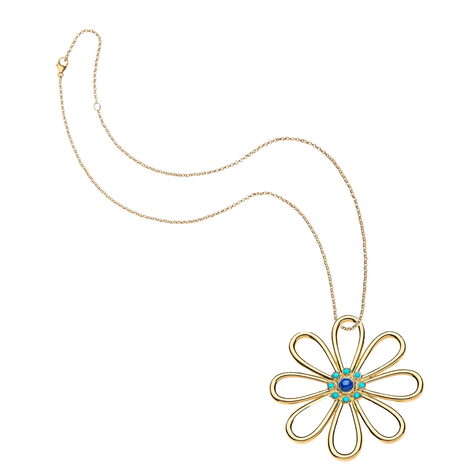 Daisy chain flower pendant on classic rolo chain