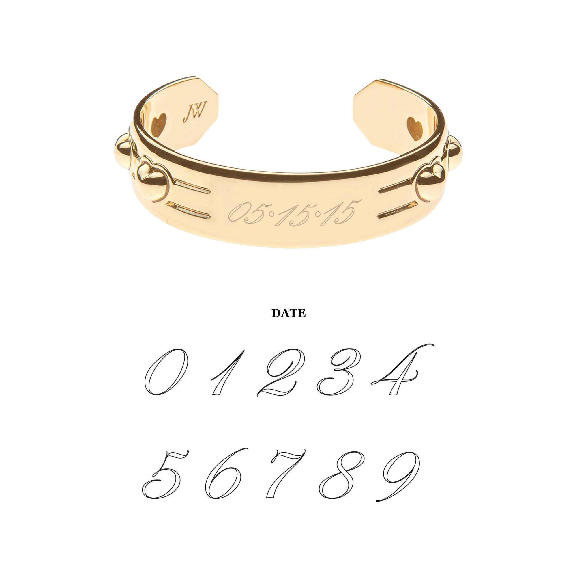 LOVE Engravable Set In Stone Heart Cuff