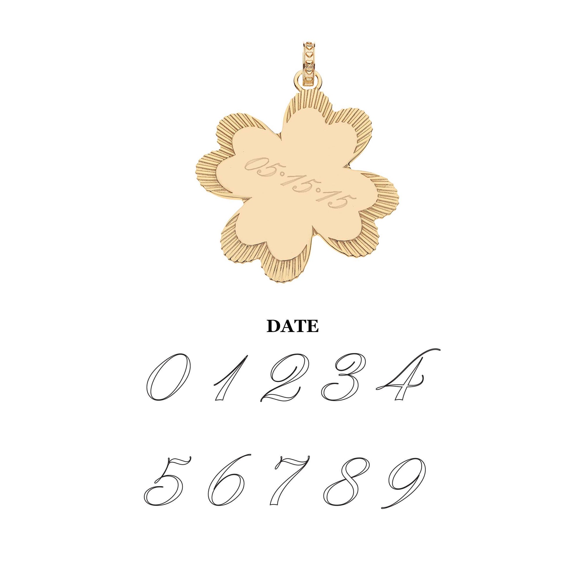 Lucky in love clover with the date option for engraving