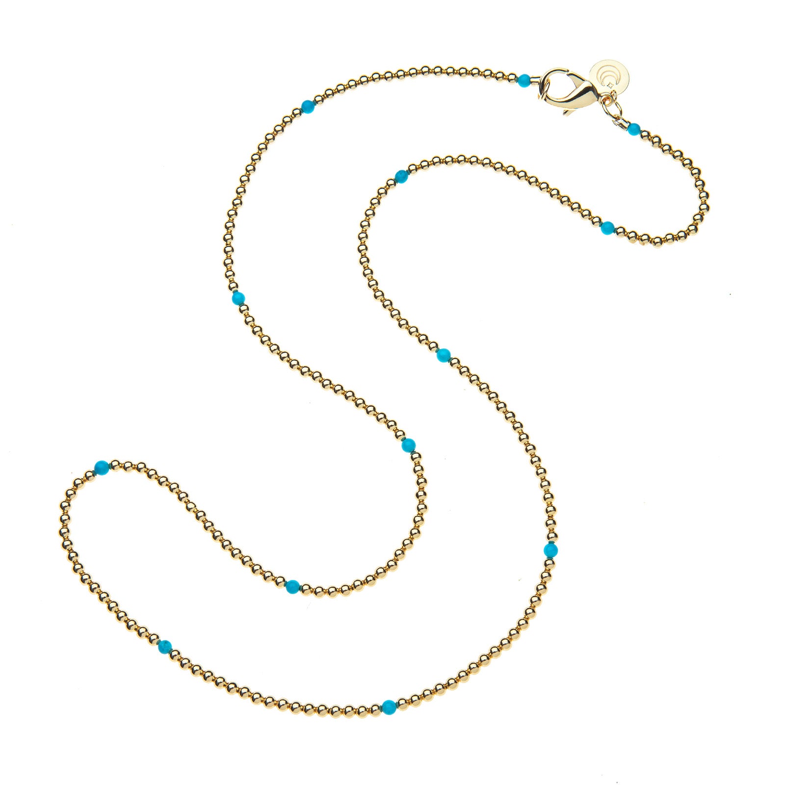 Gold and turquoise beaded necklace
