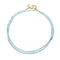 Double wrapped aquamarine beaded necklace with oversized gold lobster clasp