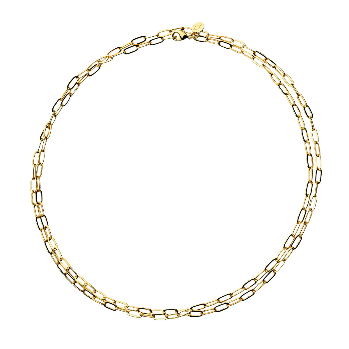 32 inch drawn link chain shown double wrapped
