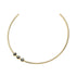 Gold neck cuff featuring 3 black mother of pearl cabochons that sit off center