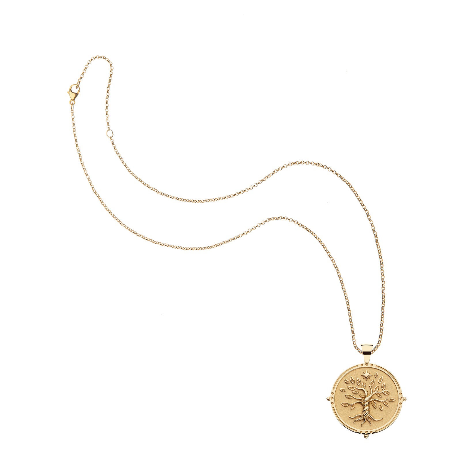 Gold Original Faith Coin Pendant on classic rolo chain