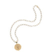 Gold Small Faith Coin Pendant on drawn link chain