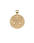 Gold coin pendant with compass design and crossed keys