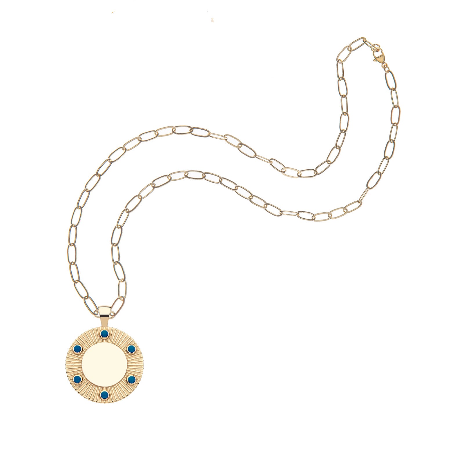 Forever around the sun pendant on drawn link chain