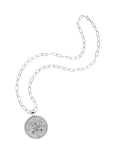 Silver Coin Pendant on Drawn Link Chain