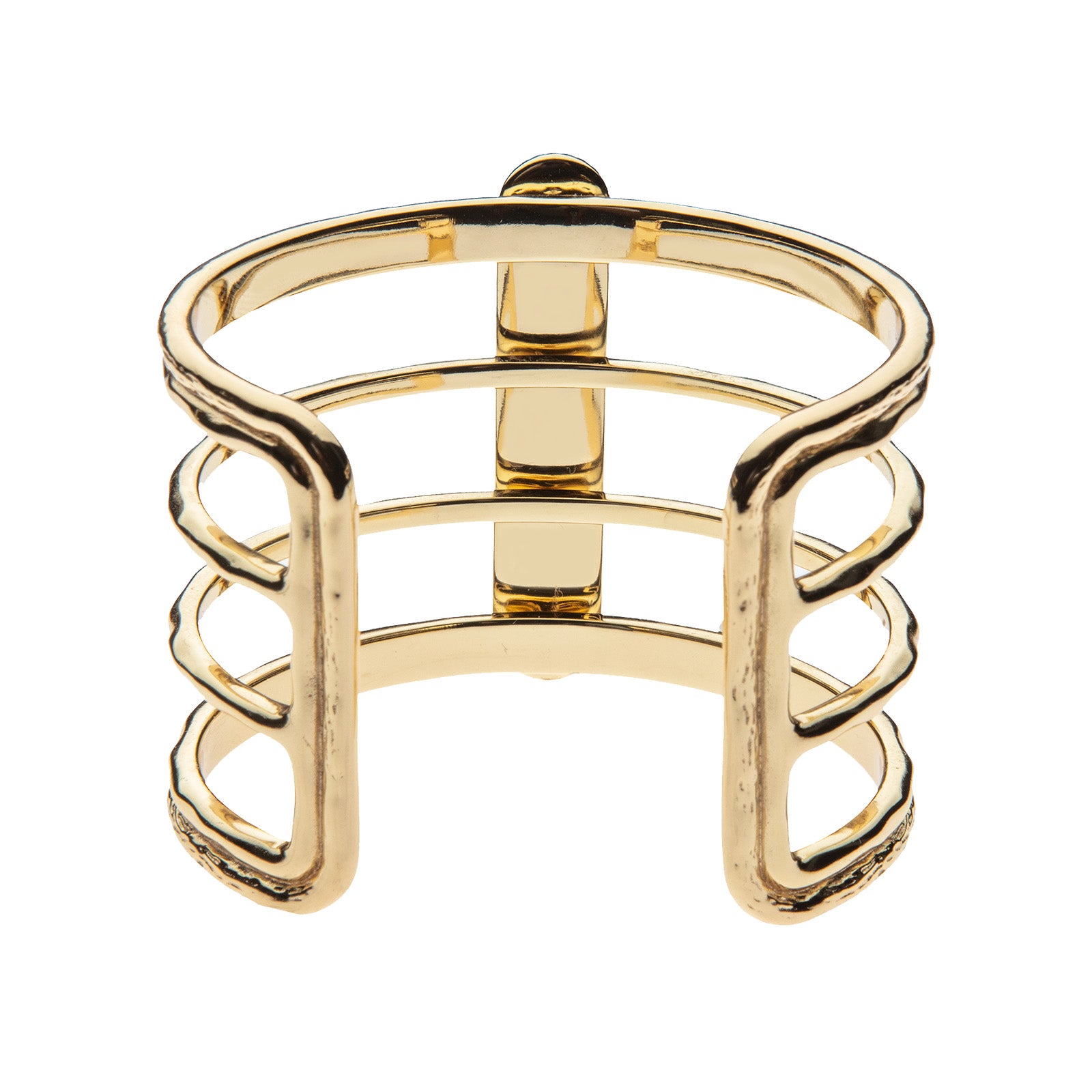 Back of gold open frame cuff