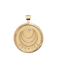 Gold Coin Pendant with Jane Win moon and star logo and word FOREVER underneath