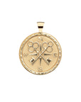 Gold Coin Pendant With Compass and Key Illustration