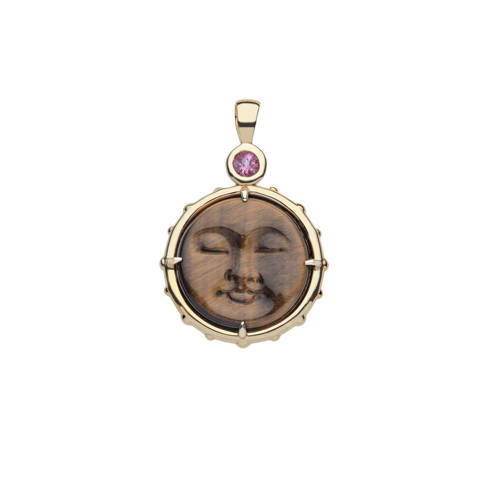 FOREVER Moon and Back Face Pendant in Tiger&#39;s Eye