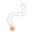 Gold Coin Pendant on Drawn Link Chain