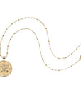 Gold Coin Pendant on Beaded Satellite Chain