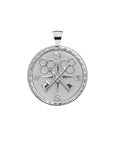 Silver Coin Pendant With Compass and Key Illustration