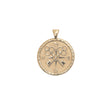 Gold Coin Pendant With Compass and Key Illustration