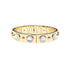 Gold hinge cuff bracelet features large mother of pearl cabochons on the outside, and then roman numerals with star details inside