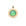 Gold coin pendant features roman numerals and moon phases inscribed on the edge and a green glass dome in the center with sundial motif underneath