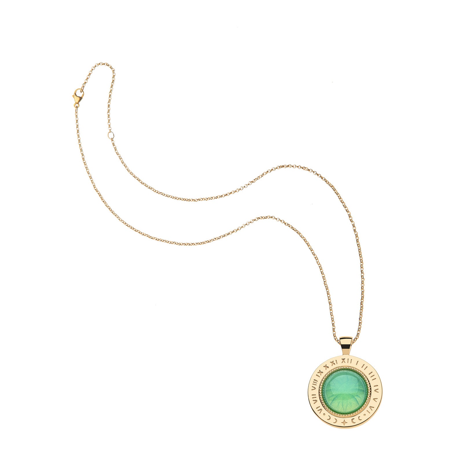 Forever under the sun pendant on the classic rolo chain