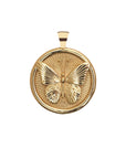 Gold Coin Pendant with Butterfly Illustration