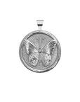 Silver Coin Pendant with Butterfly Illustration